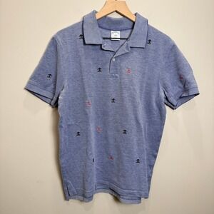 Brooks Brothers Mens L Slim Performance Polo Embroidered Anchor Logo Blue Shirt